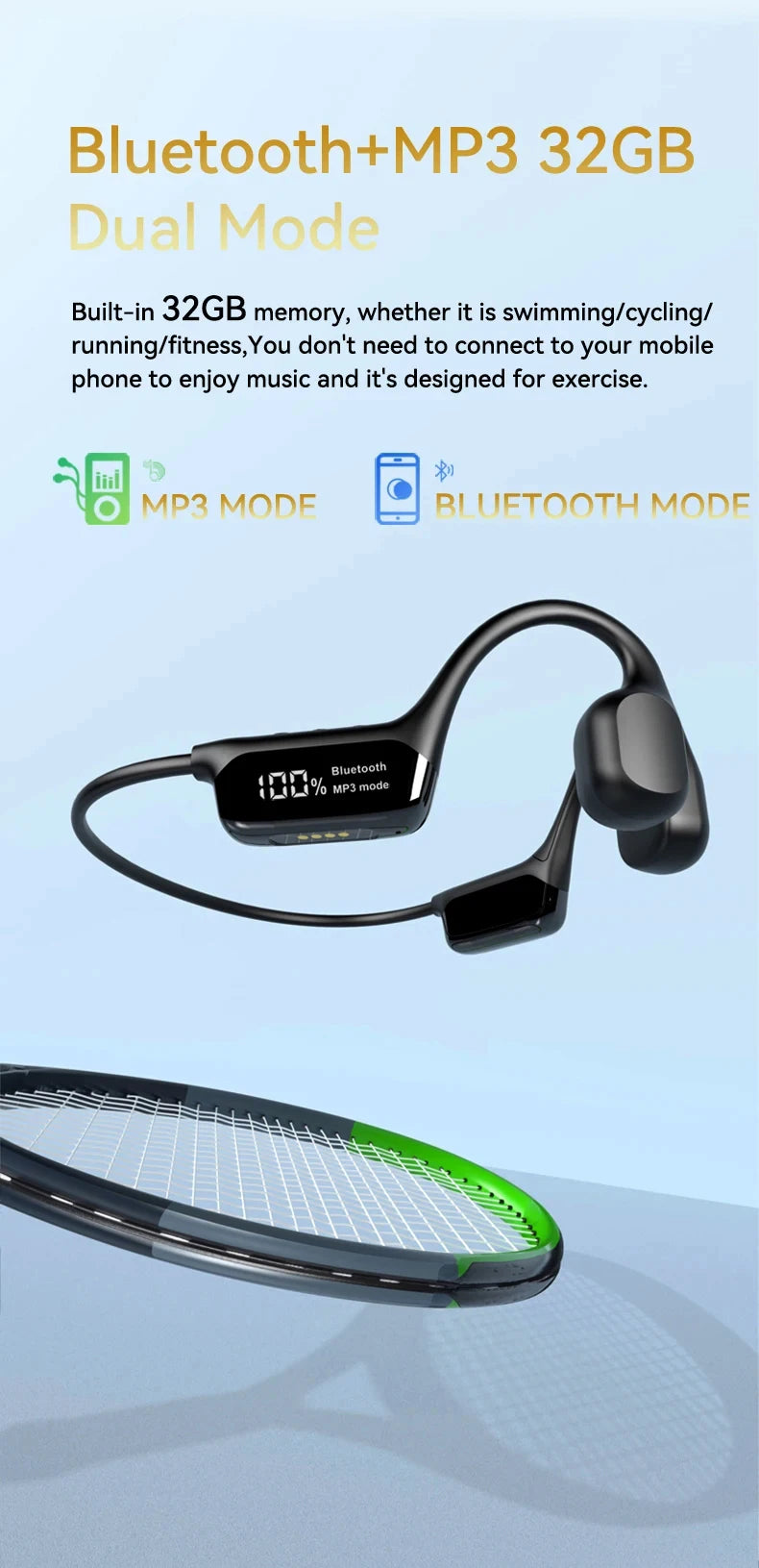 Xiaomi 32GB Bone Conduction Bluetooth Headphone IPX8 Waterproof Swimming Earphone Wireless Stereo Music Headset Magnetic Charger