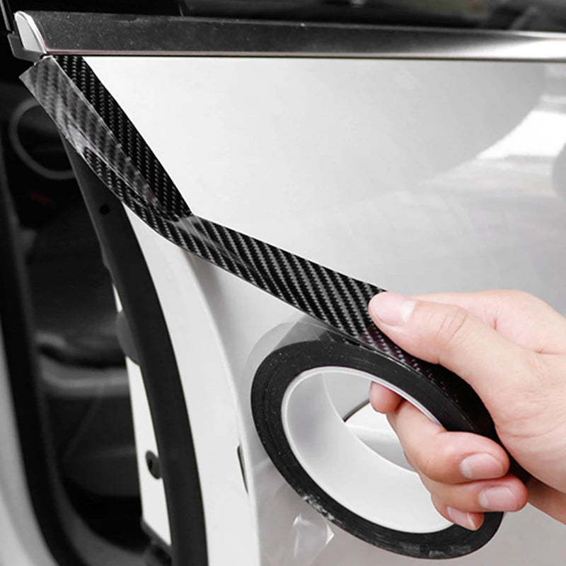 1M 3D Carbon Fiber Car Sticker DIY Paste Protector Strip Auto Door Sill Side Mirror Anti Scratch Tape Waterproof Protect Film