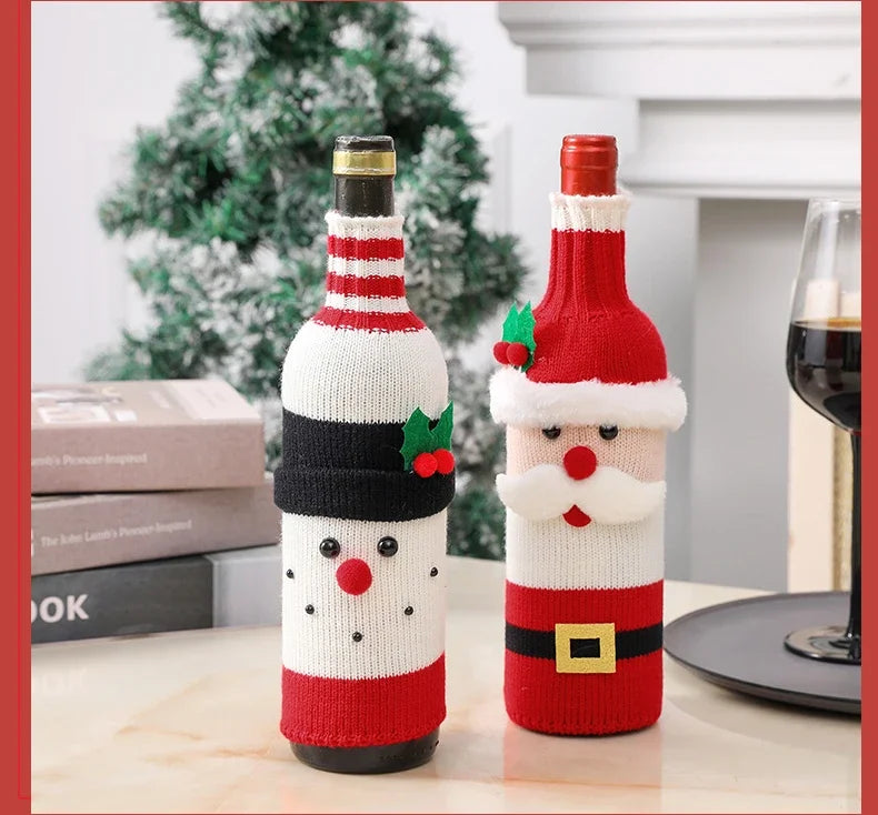 Christmas Decorations for Home Santa Claus Wine Bottle Cover Snowman Stocking Gift Holders Xmas Decor New Year