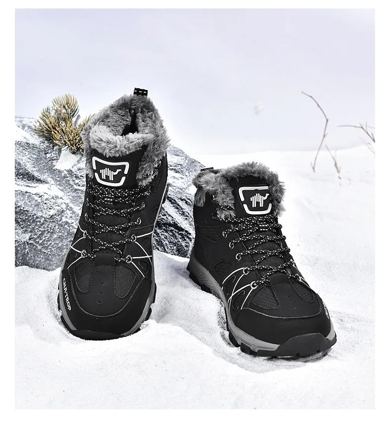 Botas de hombre de alta calidad, zapatos Hking, zapatillas tácticas de caña alta, botas de nieve para invierno, montañismo, acampada, zapatos de suela gruesa para hombre