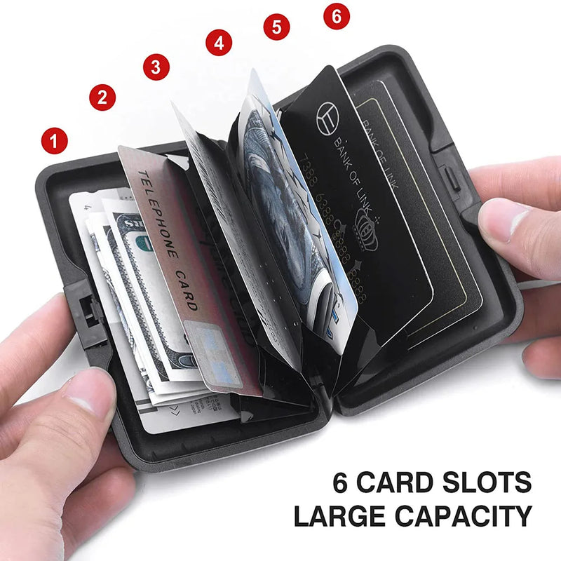 6 Card Slot RFID Blocking Credit Card Holder Men Women Coin Purse Aluminum Metal Waterproof Anti-Theft Wallet Business Card Case