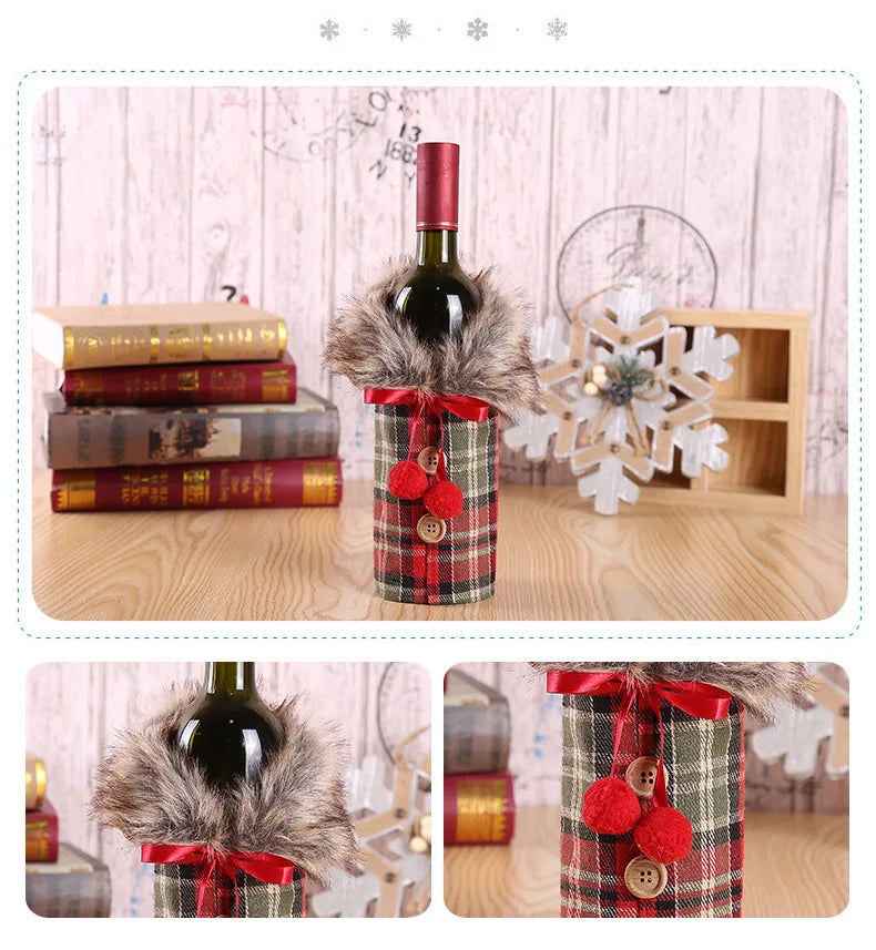 Christmas Wine Bottle Cover Merry Christmas Decorations For Home 2024 Christmas Ornament Xmas Navidad Natal Gifts New Year 2025