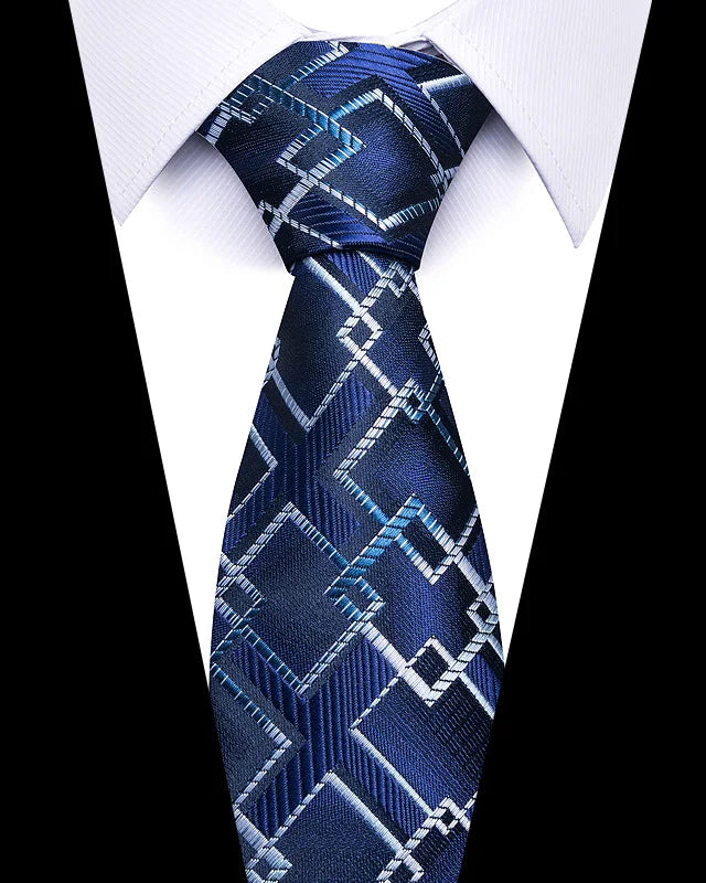 High-quality Wedding Ties For Men Fashion New Style Blue Strip Print Neckties Daily Office Apparel Accessories Gift For Man