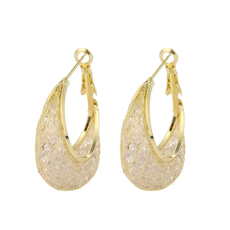 Pendientes de malla de cristal de lujo y exquisitos para mujer con un diseño moderno y único, joyas elegantes, regalos de fiesta y joyas