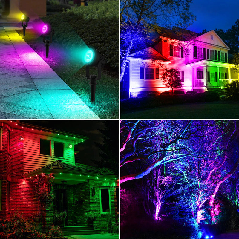 Foco solar RGB de 1/2/4/6 luces, IP65, resistente al agua, luz solar para jardín al aire libre, decoración para fiestas de Navidad y Halloween