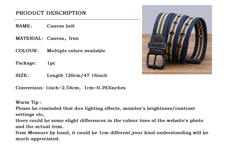 Fashion Perforated Knitted Canvas Belt for Men Jeans Clothing Accessories Sports Military Tactical Mens Belts for Student 2024