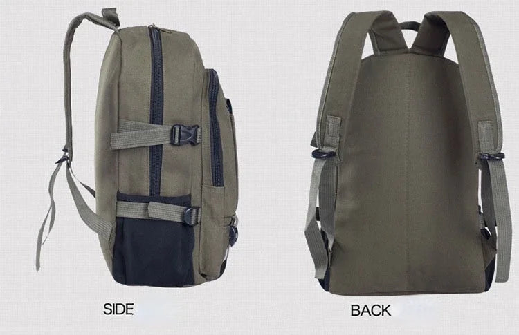 Mochila de montañismo 2023 para hombre, de lona, ​​de gran capacidad, para la escuela secundaria, para viajes al aire libre, para acampar, para ordenador