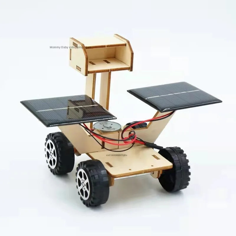 DIY Wooden Solar Moon Exploration Car for Kids Assembling Science School Projects Experiment Kit Kids Handmade STEM Educational