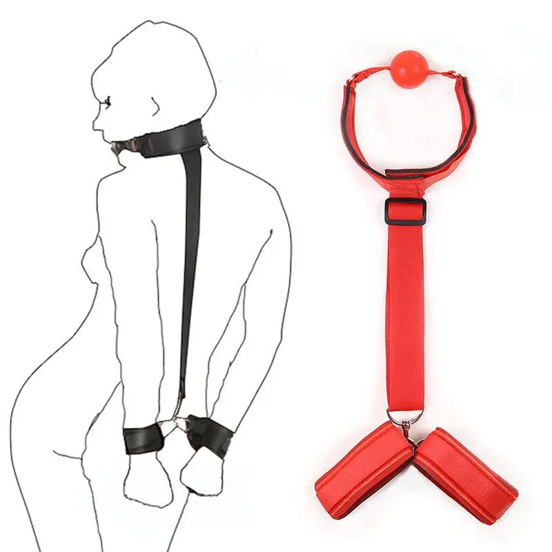 Handcuffs Bondage Set Bed BDSM Bondage Restraint Strap System Adults Wrists & Ankle Cuffs Erotic Sex Toy for Woman Couples Slave