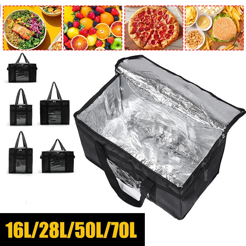 Bolsa térmica portátil de gran capacidad con cremallera, para el almuerzo, para el congelador, para acampar, para picnic, para alimentos de aluminio