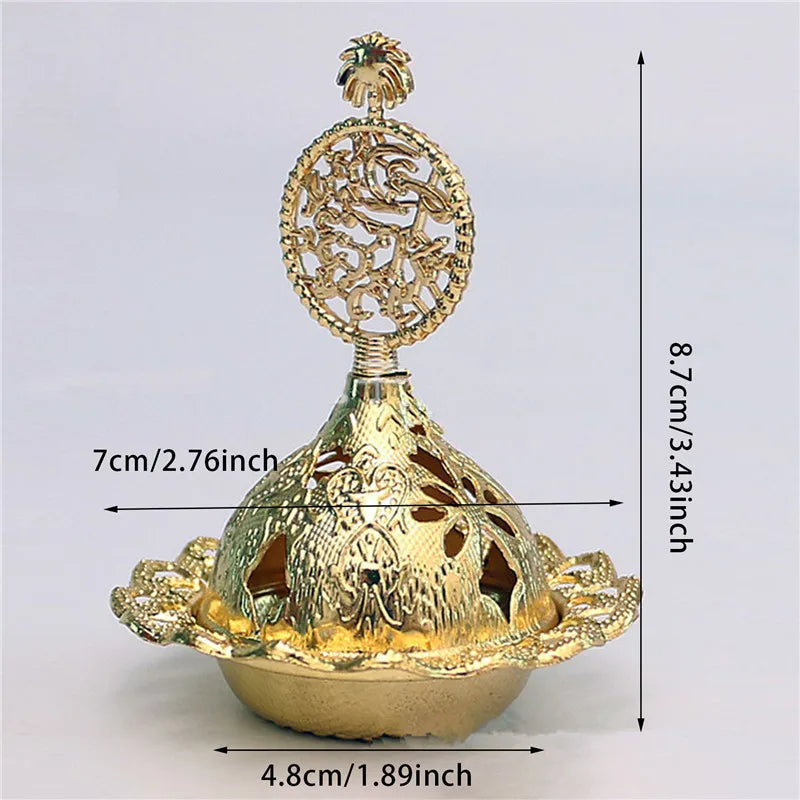 Incense Burner Holder Metal Censer Cone Arabian Stick Frankincense Vintage Bakhoor Coil Ash Catcher Iron Aromatherapy Fragrance