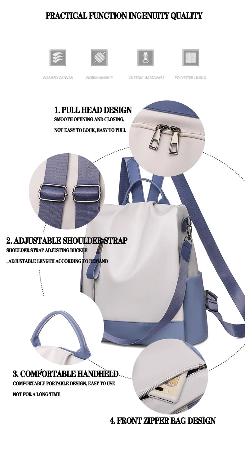 Mochila de moda para mujer, Oxford, impermeable, para la escuela, para adolescentes, multifunción, para hombro, mochila de viaje