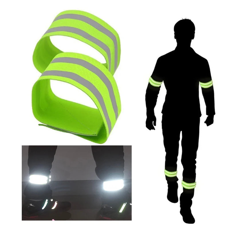 1/2 piezas de bandas reflectantes para muñecas, brazos, tobillos y piernas, correas reflectantes de alta visibilidad para ciclismo nocturno, cintas reflectoras de seguridad para correr