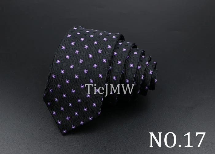 Men's Classic Skinny Stripe Necktie Red Navy Blue Ties Jacquard Woven Solid Plaid Dots Tie Daily Wear Cravat Wedding Party Gift