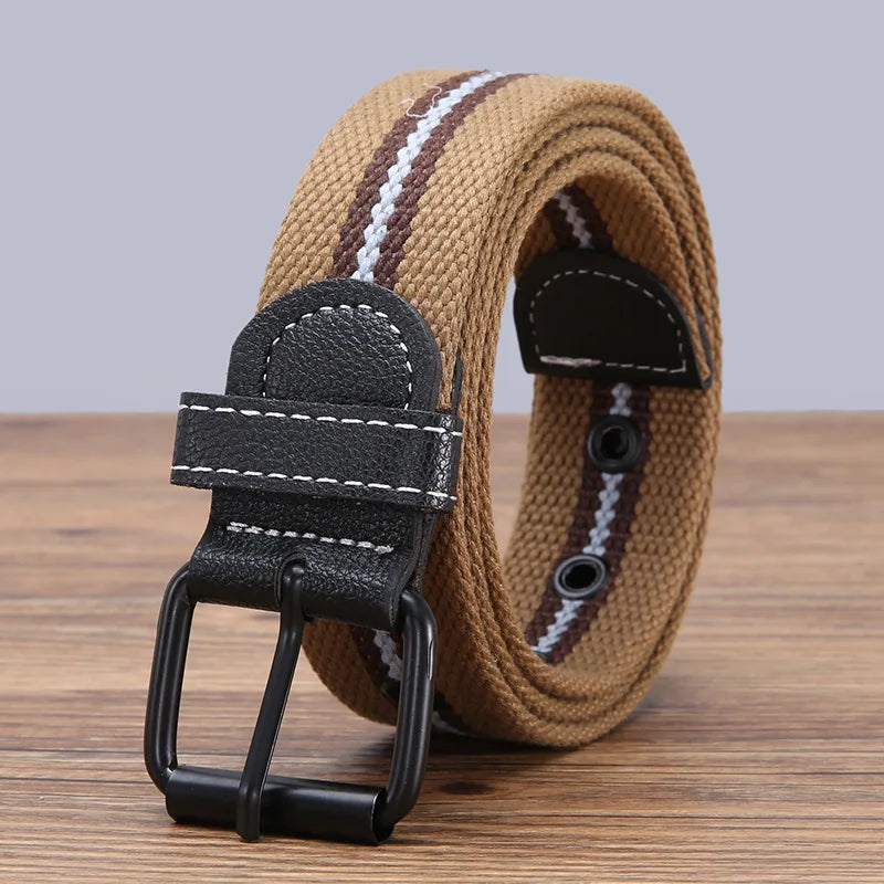 Fashion Perforated Knitted Canvas Belt for Men Jeans Clothing Accessories Sports Military Tactical Mens Belts for Student 2024