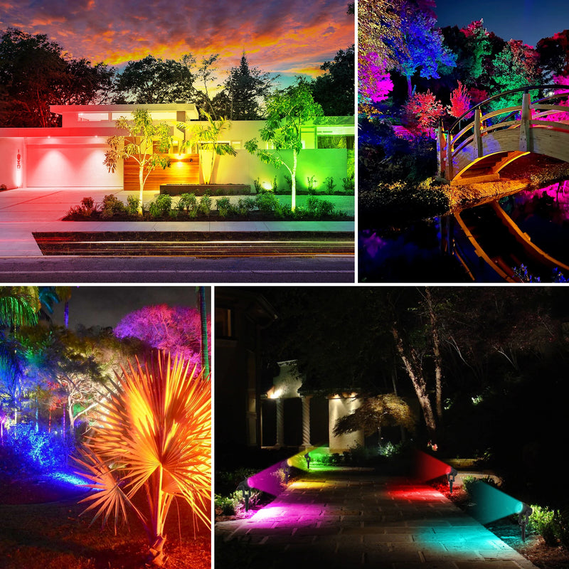 Foco solar RGB de 1/2/4/6 luces, IP65, resistente al agua, luz solar para jardín al aire libre, decoración para fiestas de Navidad y Halloween