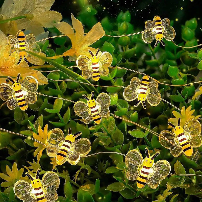 20 luces de hadas de abejas con USB, funciona con pilas, cadena de luces decorativas para dormitorio, plantas, patios, fiestas, bodas y Navidad