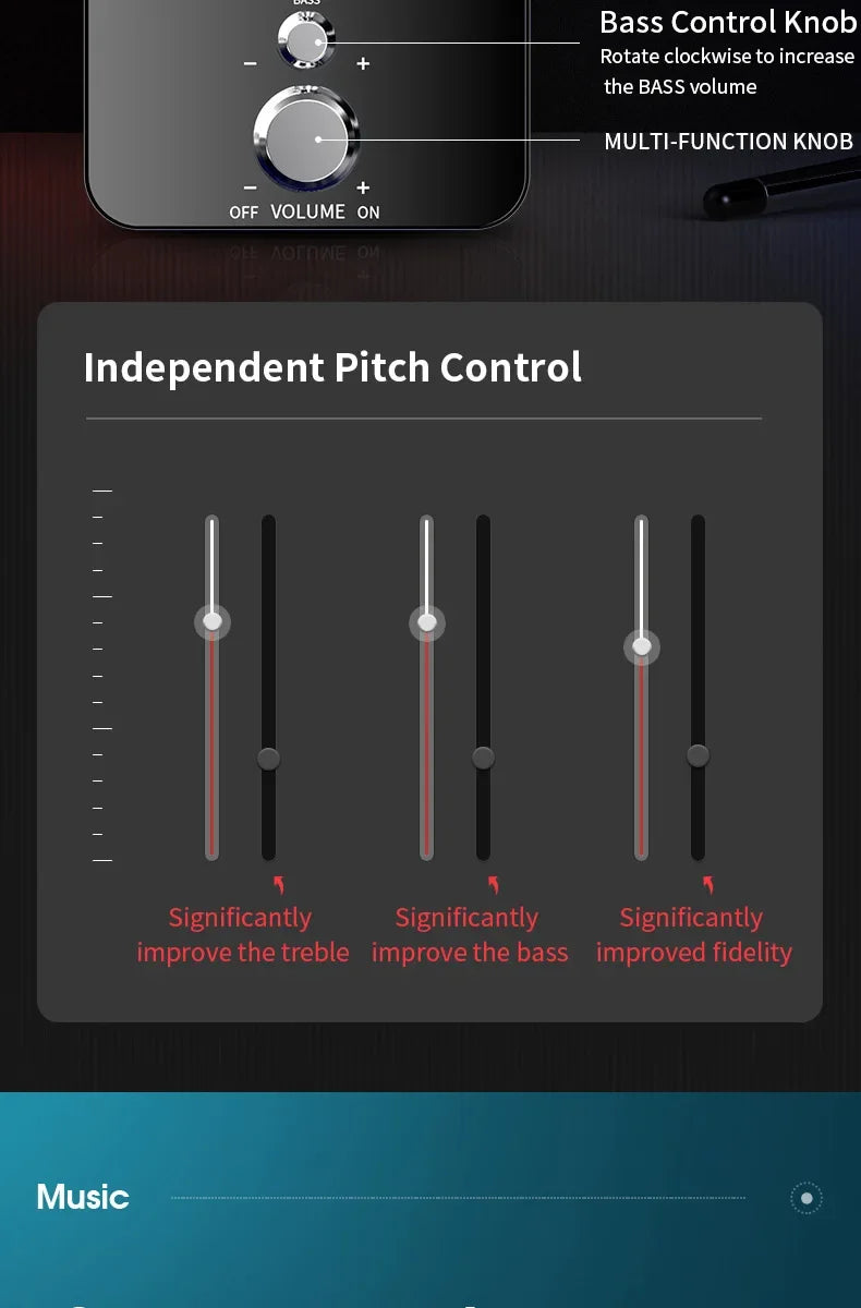 Sistema de cine en casa PC Bass Subwoofer inteligente Altavoz compatible con Bluetooth Altavoces portátiles para computadora Boombox de música para escritorio