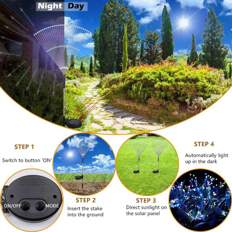 420LED Solar Firework Lights Outdoor IP65 Waterproof 300/200/60LED Solar Garden Flower Lights 1 Pack With 8 Lighting Modes Light