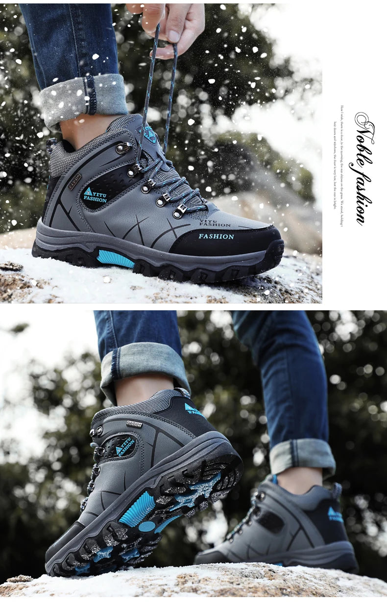 Botas de nieve para hombre, calzado para exteriores, botas de invierno a la moda, botas de senderismo, botines impermeables, calzado deportivo para caminar, trabajar y viajar