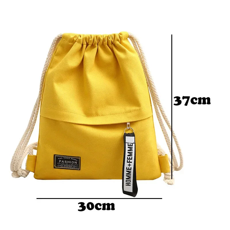 xgnvpy 2023 Canvas Drawstring Backpack Fashion School Gym Drawstring Bag Women Stylish Trendy Wearable  Versatile Bag