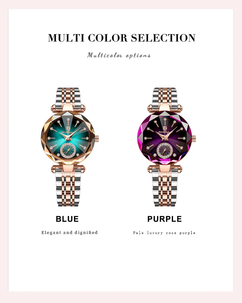 POEDAGAR Reloj de pulsera de lujo para mujer, elegante reloj de acero inoxidable resistente al agua para damas, relojes de cuarzo con diamantes para mujer, Reloj