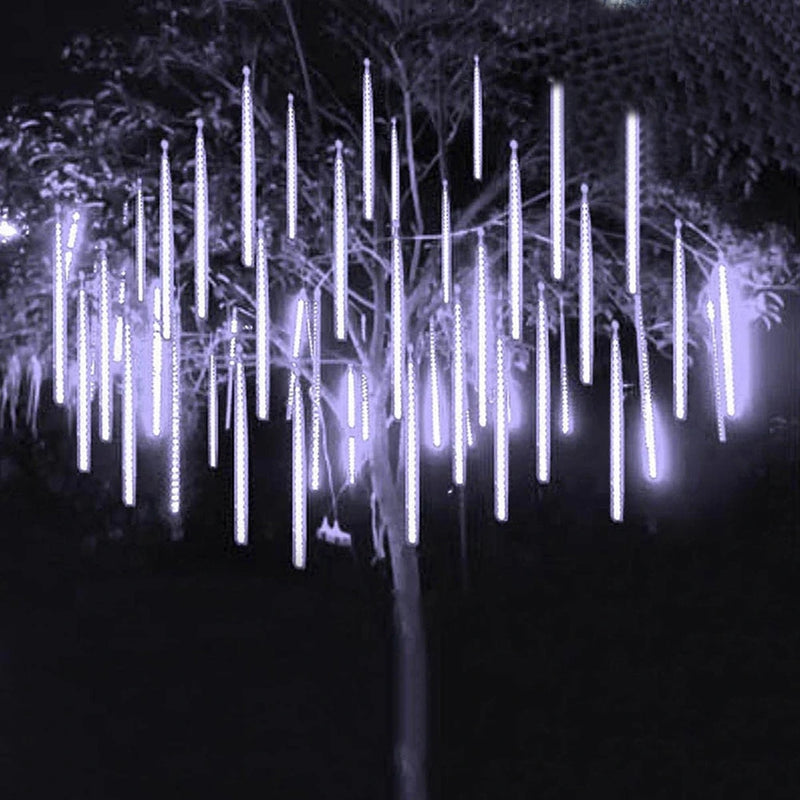 Luces navideñas de lluvia de meteoritos para exteriores, 10 tubos, 192 luces LED colgantes para jardín, árbol, fiesta, decoración, lámpara