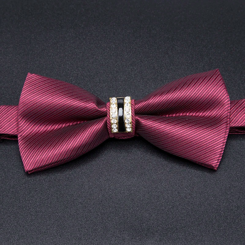 Men's Stripe Luxury Bowtie Necktie Formal Business Wedding Party Black Bow Tie Male Dress Shirt Accessories Gifts for Men Ties