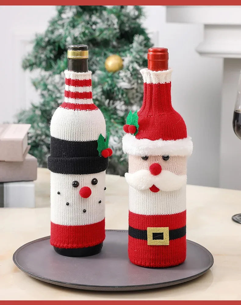 Christmas Decorations for Home Santa Claus Wine Bottle Cover Snowman Stocking Gift Holders Xmas Decor New Year