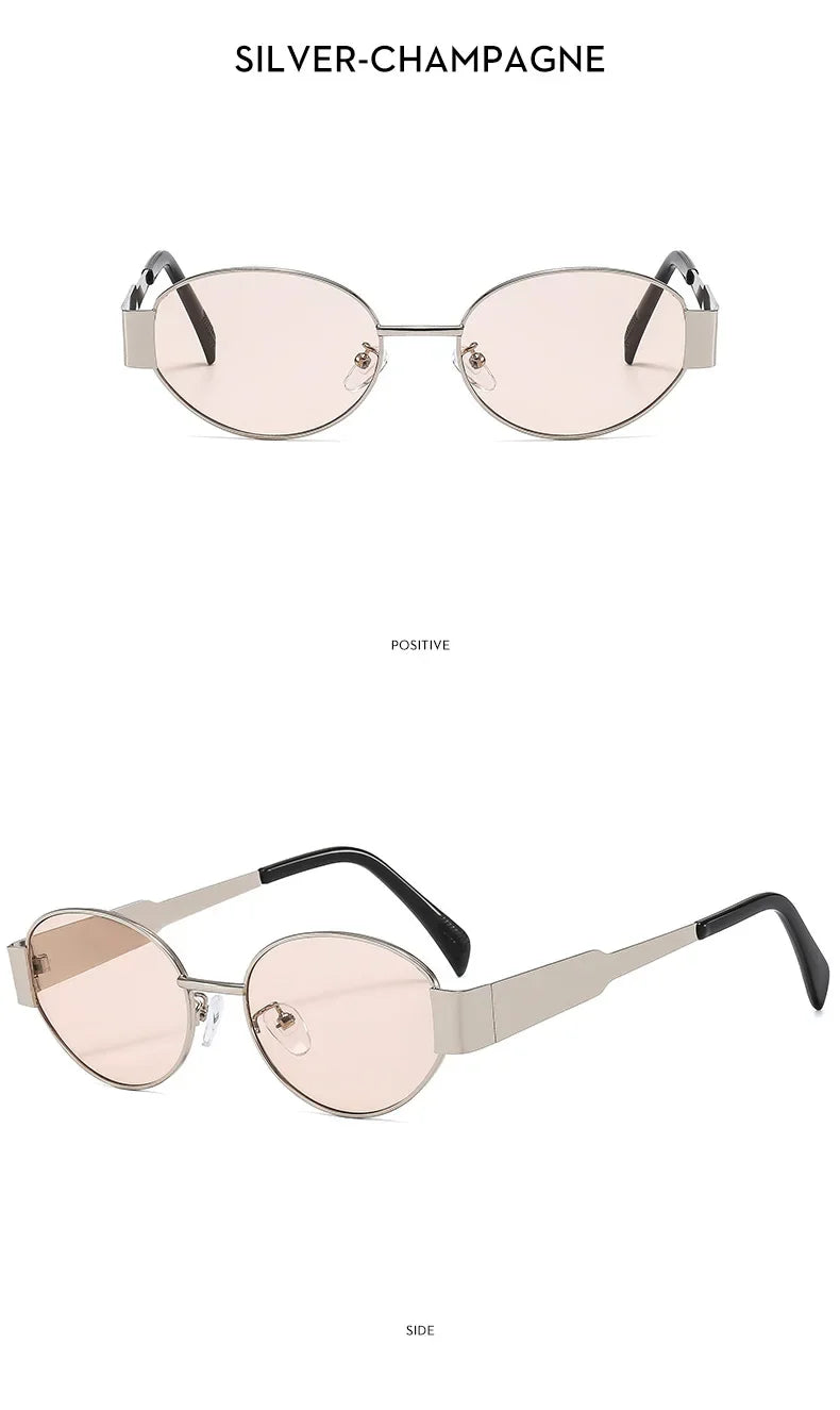 RBROVO Gafas De Sol Ovaladas Con Montura De Metal Para Mujer, Gafas De Sol Simples De Moda Para Mujer, Gafas Retro 2024 De Alta Calidad Para Mujer, Gafas De Sol Para Mujer