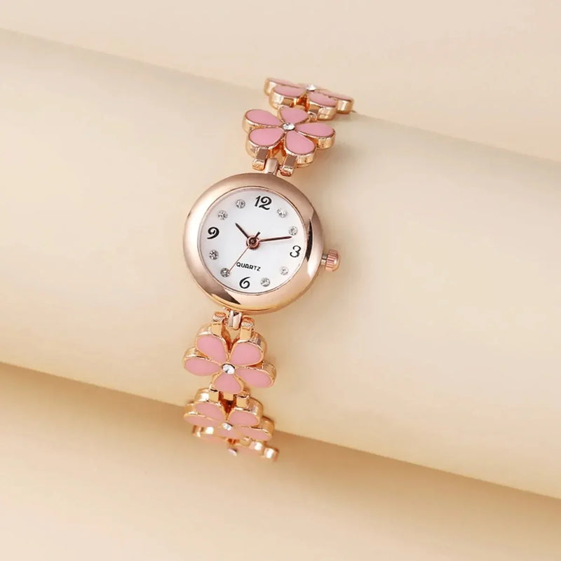 Small Dial Flower Bracelet Watch for Women Korean Version Simple and Compact Cute Round Quartz Watch Female Relogio