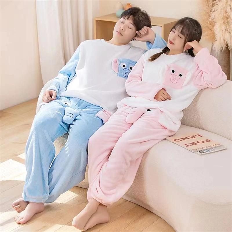 Pijama divertido de elefante para hombre, conjunto de dos piezas con remera y pantalones divertidos, regalo para hombre, ropa de casa cálida y gruesa para invierno