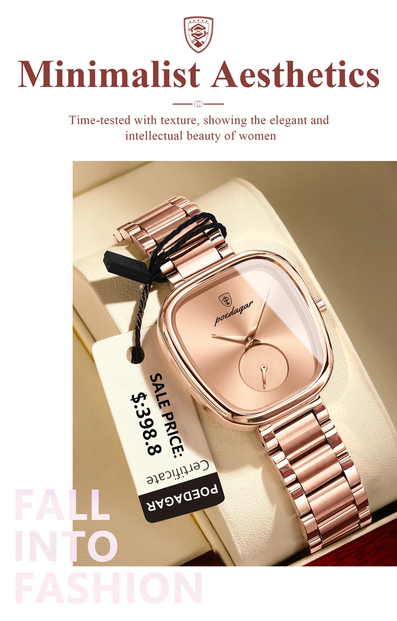 POEDAGAR Reloj de lujo para mujer Reloj de cuarzo de acero inoxidable resistente al agua para mujer Relojes de mujer de alta calidad Reloj elegante para mujer