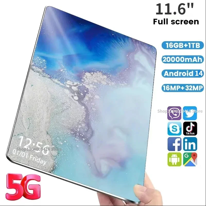 Tablet 11.6 inch 2024Original Pad 8 Pro Android 14 Global Snapdragon 8gen2 16GB+1024GB 20000mah 5G Dual SIM WIFI HD Full Screen