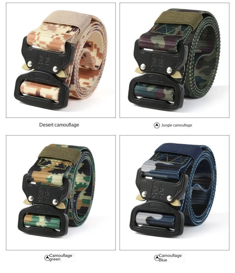 New Men's Belt Outdoor   Hunting Tactics Belt Multi Functional Buckle Nylon Belt Marine Corps Canvas Metal  Buckle