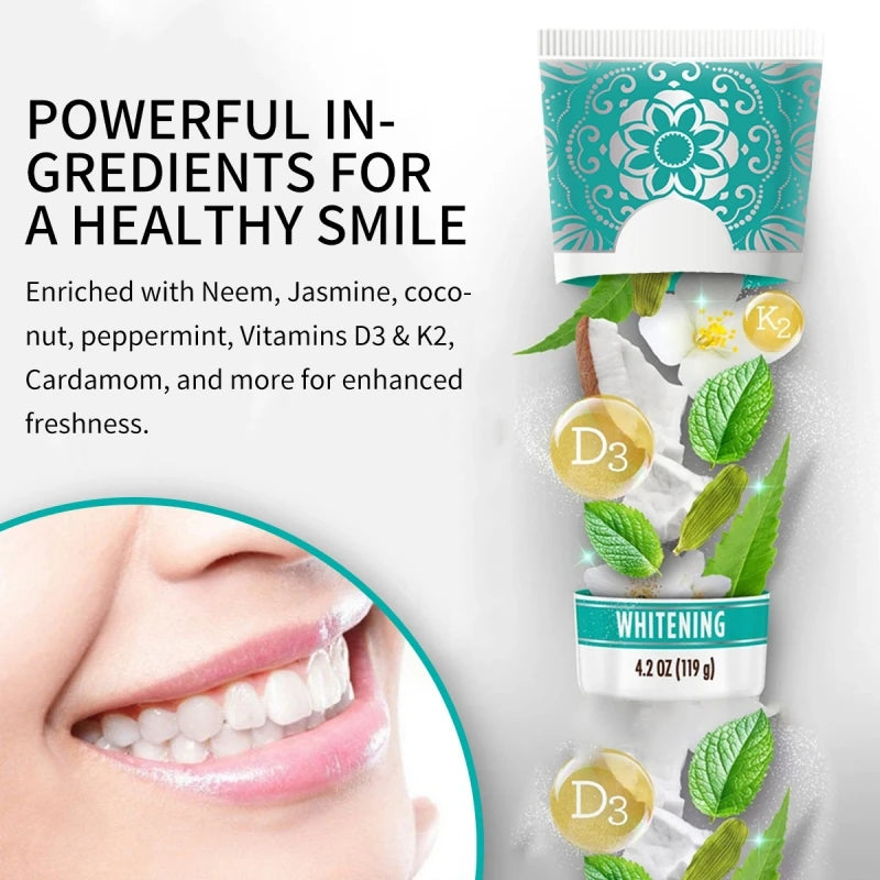 Fluoride Free Whitening Toothpaste Fresh Breath Anti Cavity Healthy Teeth Reduced Tooth Stains Bright White Toothpaste