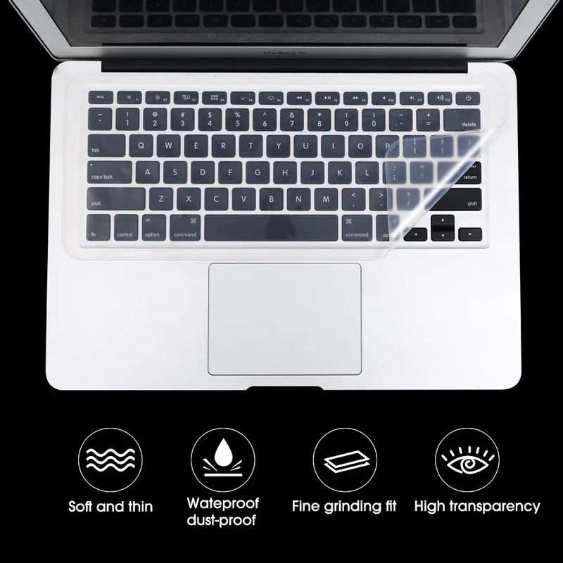 Fundas de silicona transparentes para teclado de 10/14/15,6 pulgadas, impermeables, a prueba de polvo, película protectora para teclado de computadora portátil para MacBook