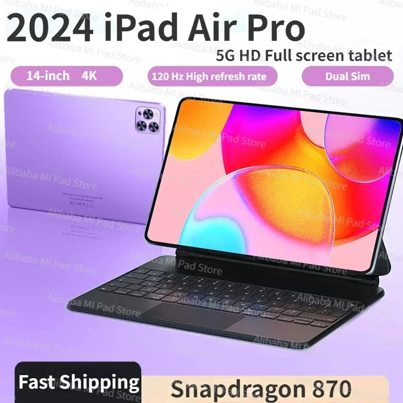 New IPad Air Pro 14" IPS Screen Tablet PC 16GB RAM+1TB ROM Octa-core Bluetooth Wi-Fi Dual Cameras Google Play Tablet PC 2024