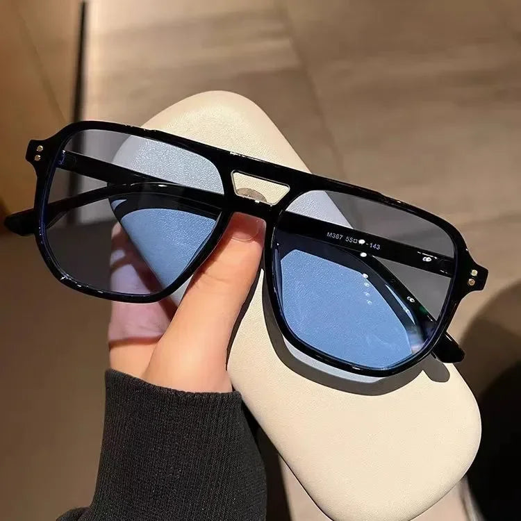 2024 Outdoor Ocean Slice Double Beam Sunglasses New Retro Jelly Color Women Square Sunglasses UV400 Eye Protection Goggles