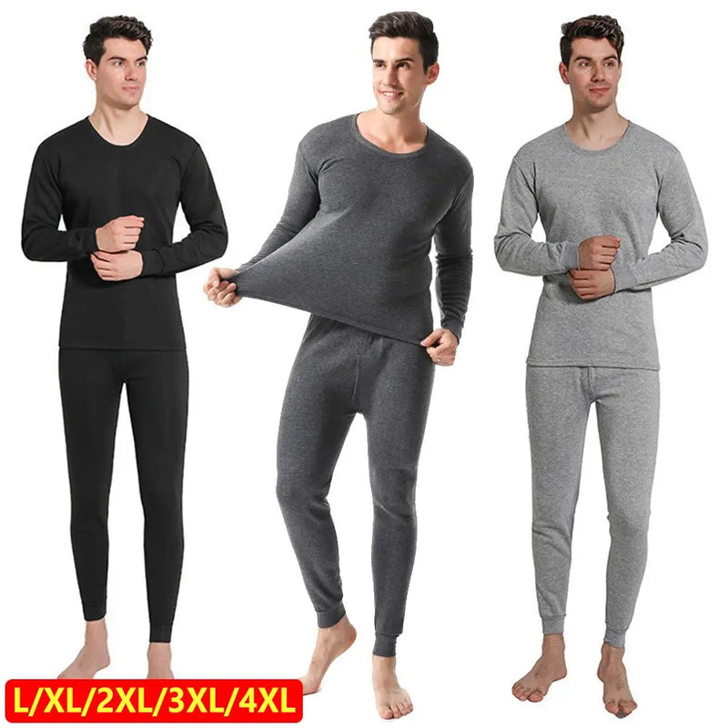 Conjunto de ropa interior térmica de invierno para hombre, con forro polar de algodón suave, paneles cálidos, conjunto de calzoncillos largos, parte superior e inferior, ropa térmica, pijamas