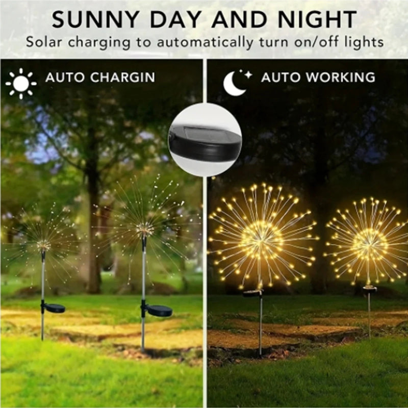 420LED Solar Firework Lights Outdoor IP65 Waterproof 300/200/60LED Solar Garden Flower Lights 1 Pack With 8 Lighting Modes Light