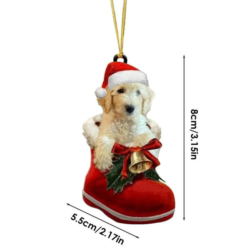 Christmas Tree Dog Ornament Acrylic Flat Printing Dog Hanging Pendant Decoration Supplies for Car Mantel And Christmas Tree