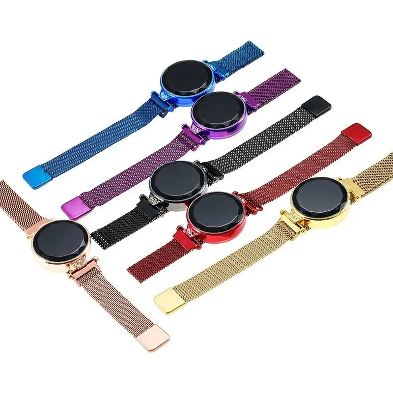 Reloj LED de lujo para mujer, pulsera magnética, relojes de oro rosa, relojes digitales de cuarzo para mujer, reloj femenino