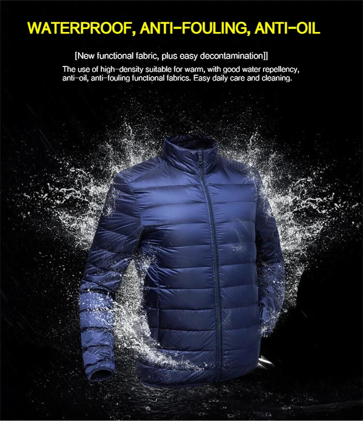 UETEEY Otoño Invierno Nueva Chaqueta Ultraligera de Plumón de Pato Blanca para Hombre Impermeable Casual para Exteriores Portátil Ligera Abrigos Acolchados Masculinos