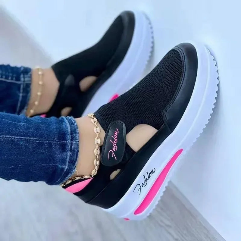 Zapatos de mujer Zapatillas de deporte para mujer Zapatos casuales de verano Nuevos zapatos deportivos de malla transpirable para mujer Sandalias de plataforma vulcanizadas para mujer 2024