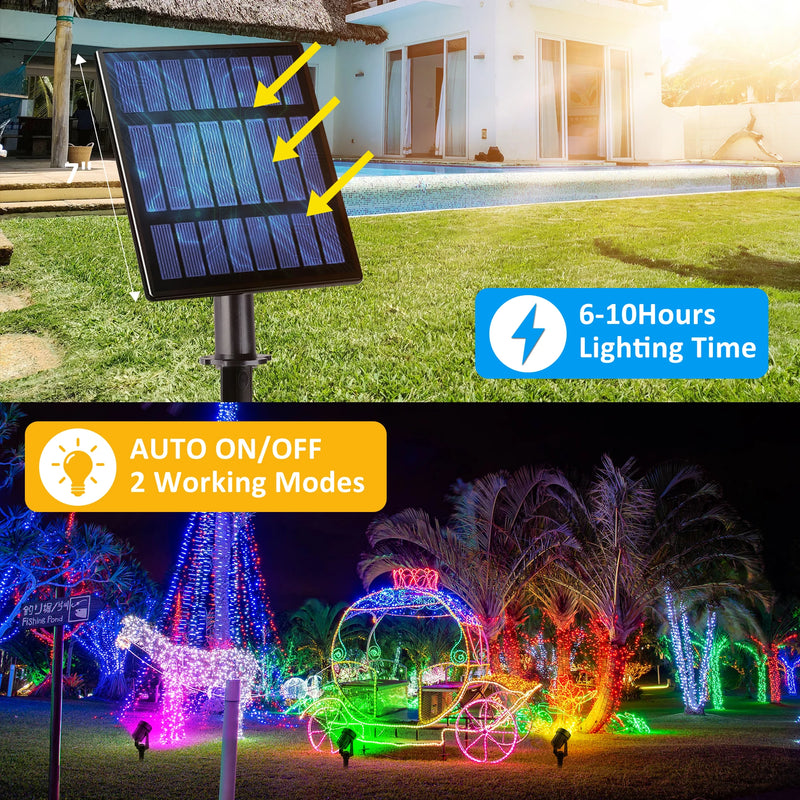 Foco solar RGB de 1/2/4/6 luces, IP65, resistente al agua, luz solar para jardín al aire libre, decoración para fiestas de Navidad y Halloween