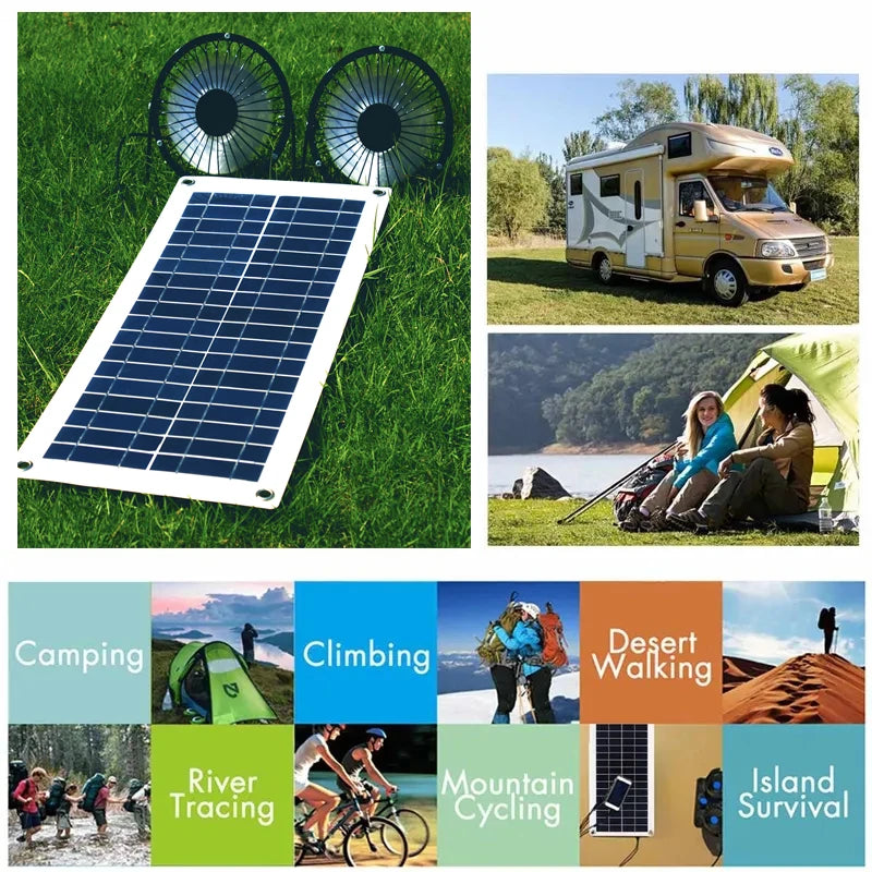 Sistema de energía solar de 2000 W, kit de panel solar, batería solar de 12 V, controlador de 10 A-60 A, panel solar para el hogar, caravana, autocaravana, casa de acampada