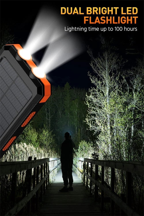 200000mAh Solar Power Bank Large Capacity Outdoor Wild Fishing Camping Mobile Power Portable with Compass Supply Fast Charging