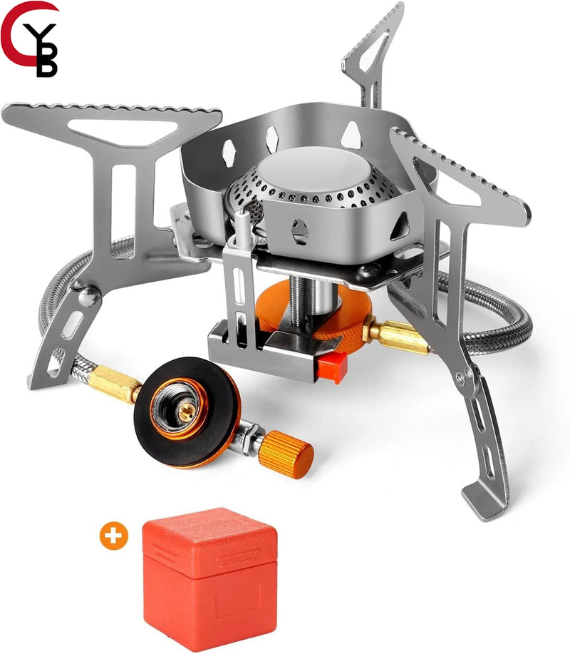 Estufa de gas para campamento a prueba de viento de 3800 W con adaptador para bidón de combustible, quemador plegable portátil para mochileros al aire libre, senderismo, picnic