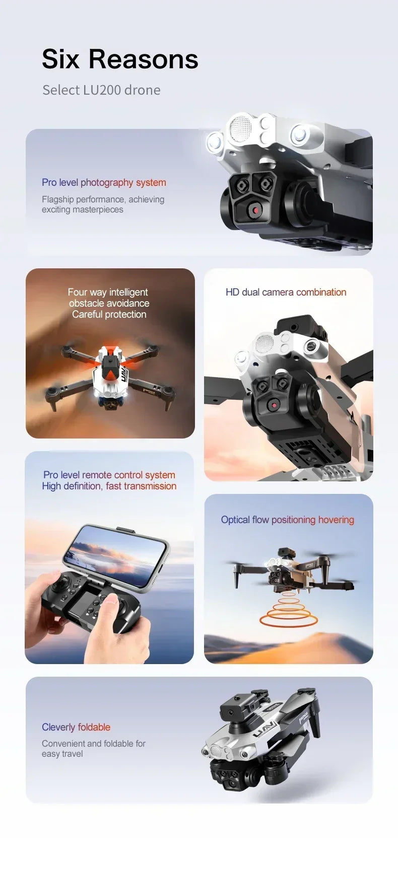 Xiaomi 10000M Lu200 Drone 8K GPS Triple Camera Aerial Photography Wifi Optical Localization Four-way Obstacle Avoidance Drone